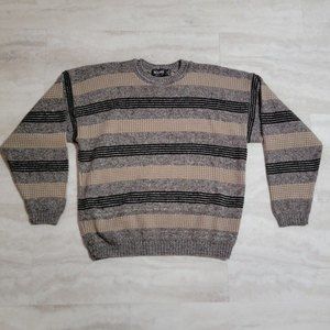 Vintage Scandia Brown Knit Crew Neck Sweater Made in USA Large